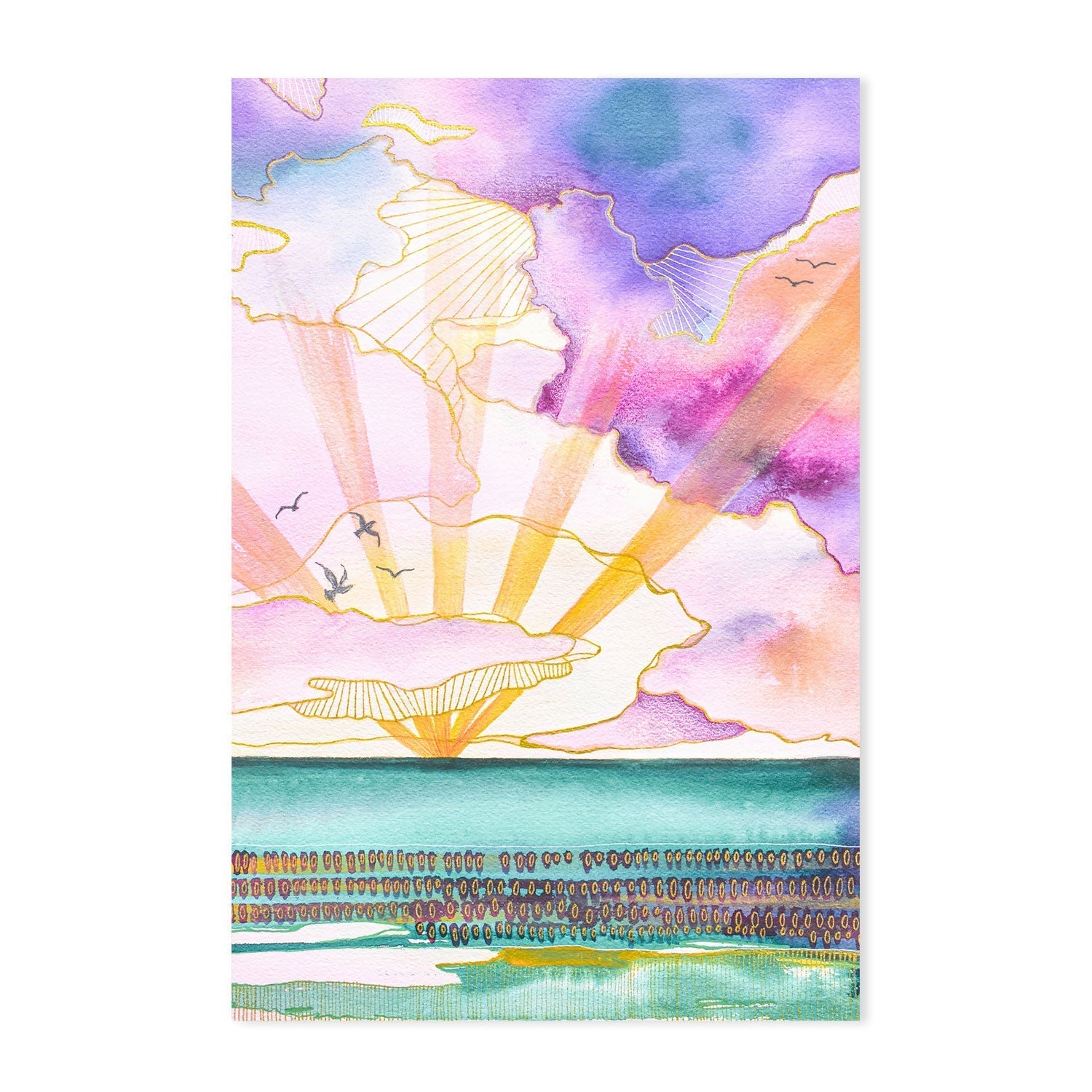 wall-art-print-canvas-poster-framed-Violet Clouds, Style A & B, Set Of 2 , By Sarah Carlton Art-GIOIA-WALL-ART