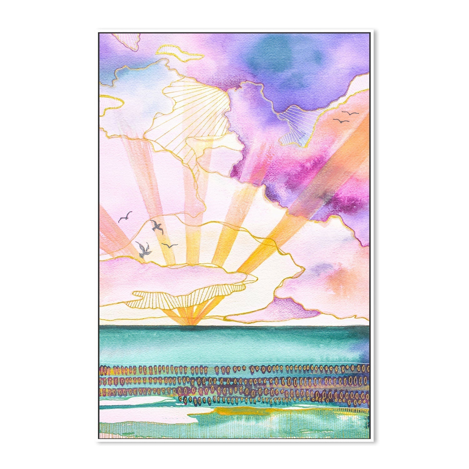 wall-art-print-canvas-poster-framed-Violet Clouds, Style A , By Sarah Carlton Art-GIOIA-WALL-ART