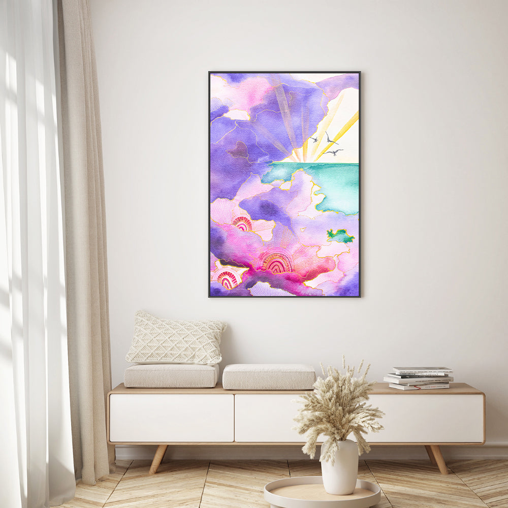 wall-art-print-canvas-poster-framed-Violet Clouds, Style B , By Sarah Carlton Art-GIOIA-WALL-ART