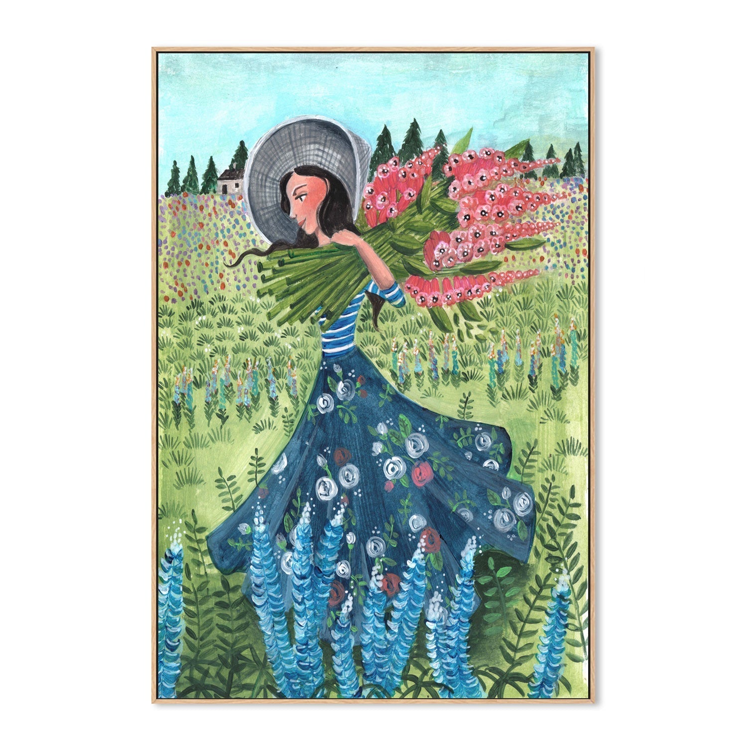 wall-art-print-canvas-poster-framed-Walking With Fieldflowers , By Caroline Bonne Muller-4