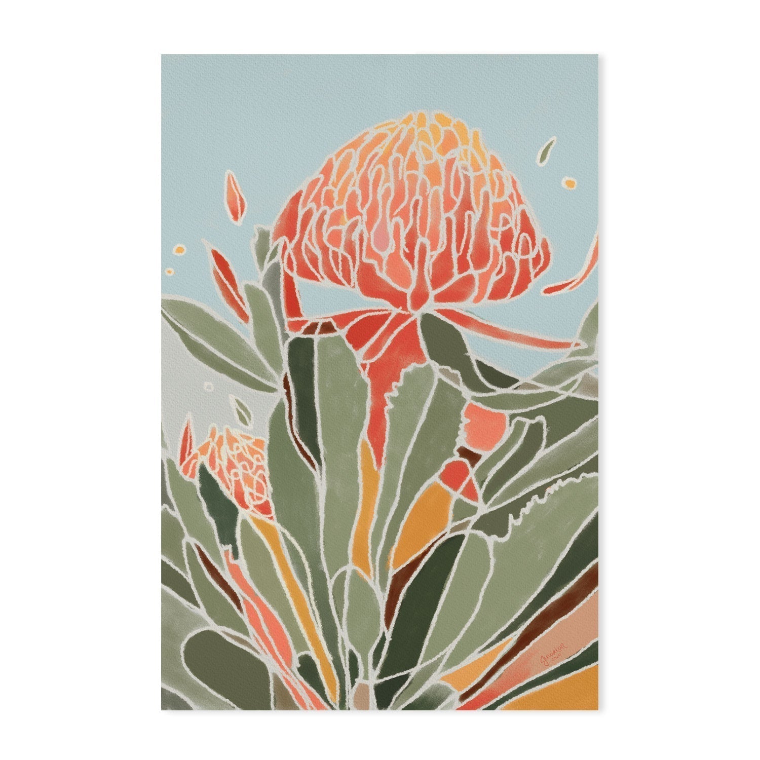 wall-art-print-canvas-poster-framed-Waratah-by-Junia Kall-Gioia Wall Art