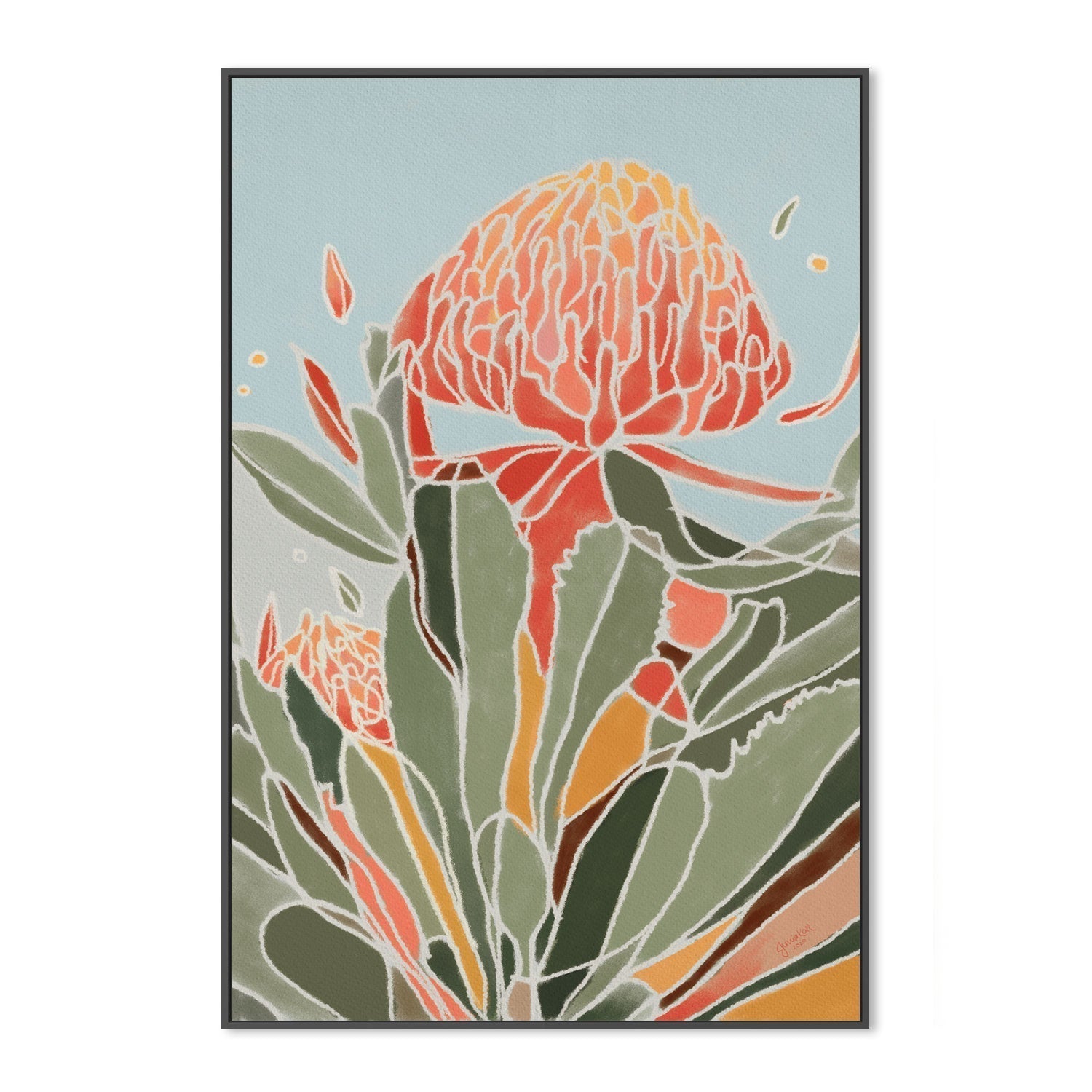 wall-art-print-canvas-poster-framed-Waratah-by-Junia Kall-Gioia Wall Art