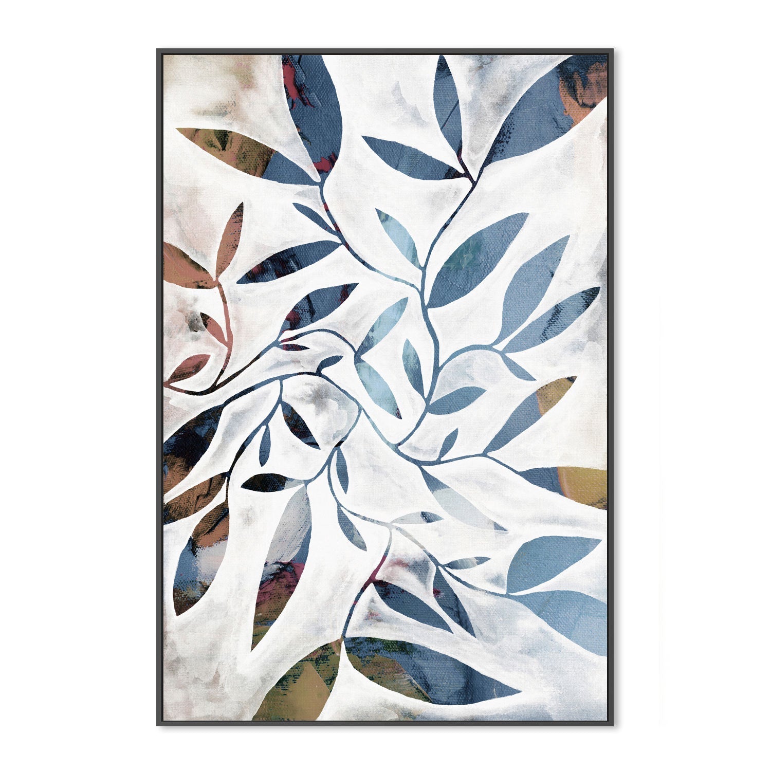 wall-art-print-canvas-poster-framed-Watercolour Leaves Blue , By Dear Musketeer Studio-3