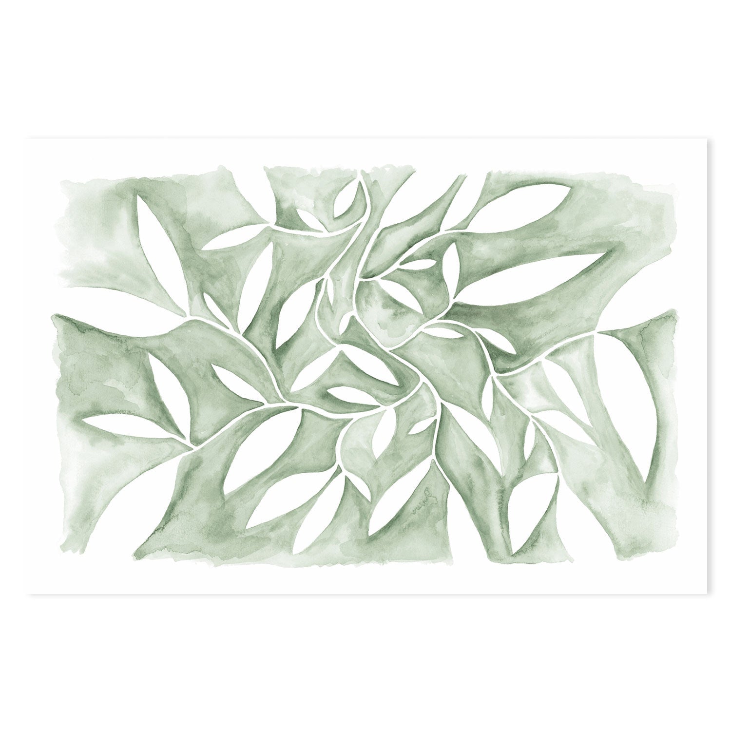 wall-art-print-canvas-poster-framed-Watercolour Leaves Green-by-Dear Musketeer Studio-Gioia Wall Art