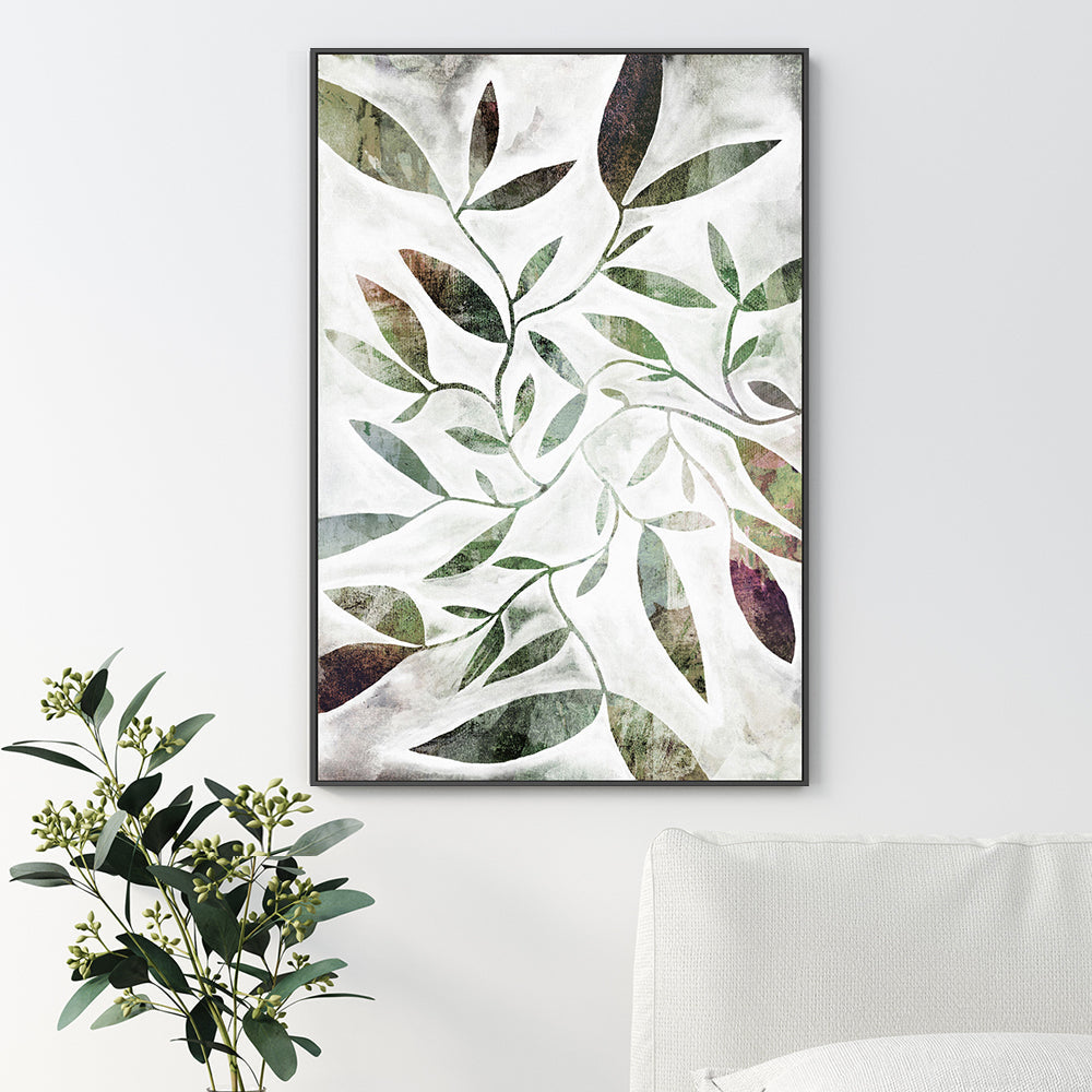 wall-art-print-canvas-poster-framed-Watercolour Leaves Green , By Dear Musketeer Studio-2