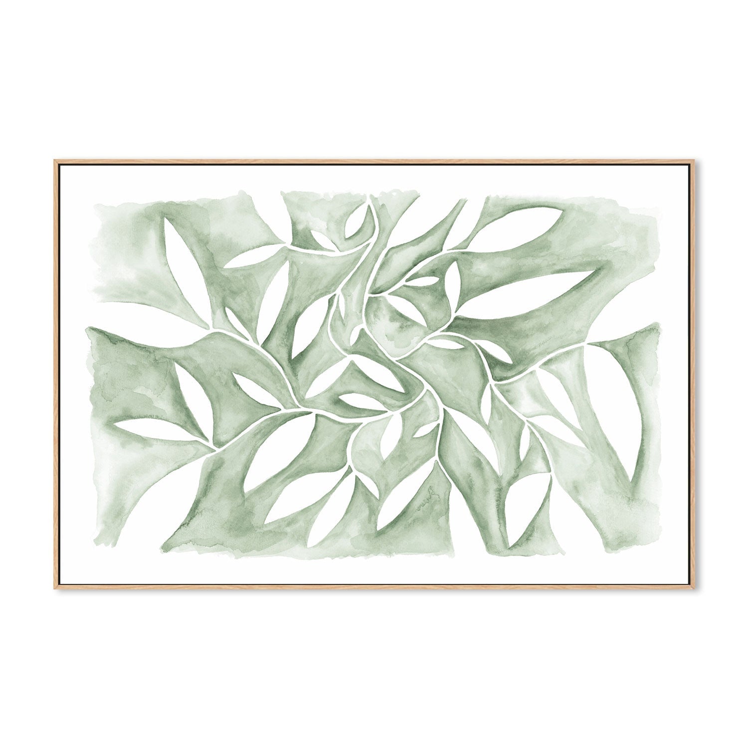 wall-art-print-canvas-poster-framed-Watercolour Leaves Green-by-Dear Musketeer Studio-Gioia Wall Art