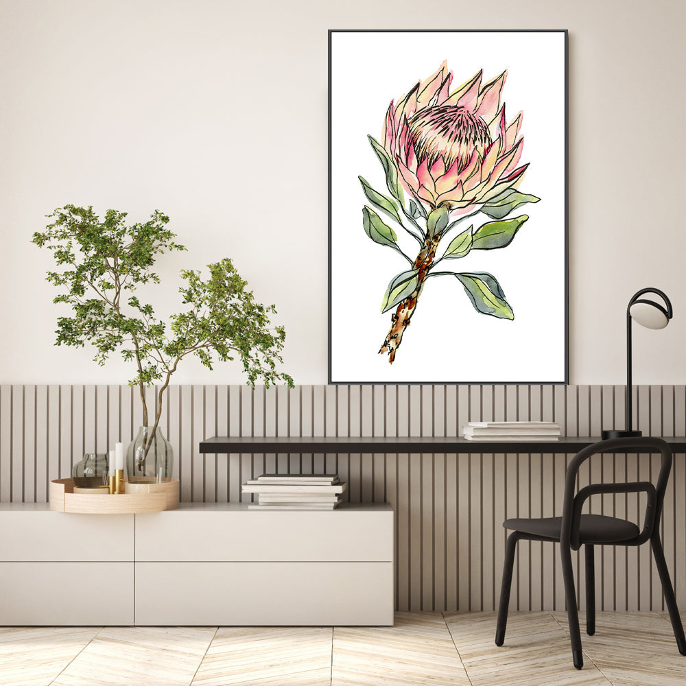 wall-art-print-canvas-poster-framed-Watercolour Protea , By Jessie Mitchelson-GIOIA-WALL-ART