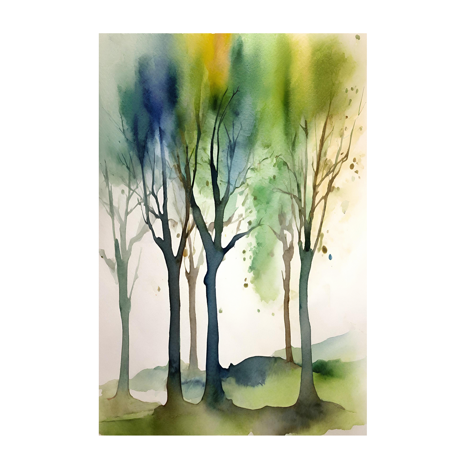 wall-art-print-canvas-poster-framed-Watercolour Trees, Style A & B, Set Of 2 , By Sally Ann Moss-7