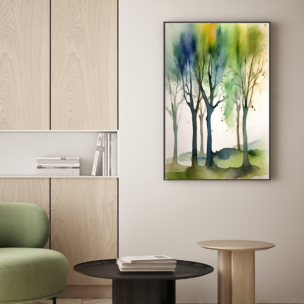 wall-art-print-canvas-poster-framed-Watercolour Trees, Style A , By Sally Ann Moss-2