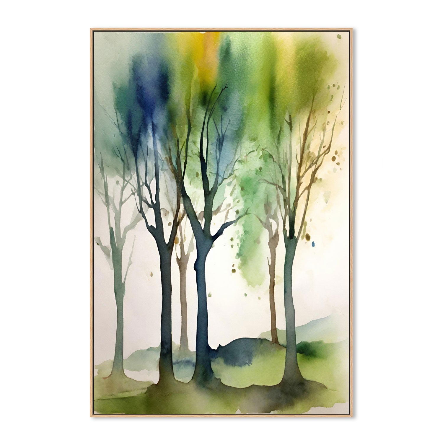 wall-art-print-canvas-poster-framed-Watercolour Trees, Style A , By Sally Ann Moss-4