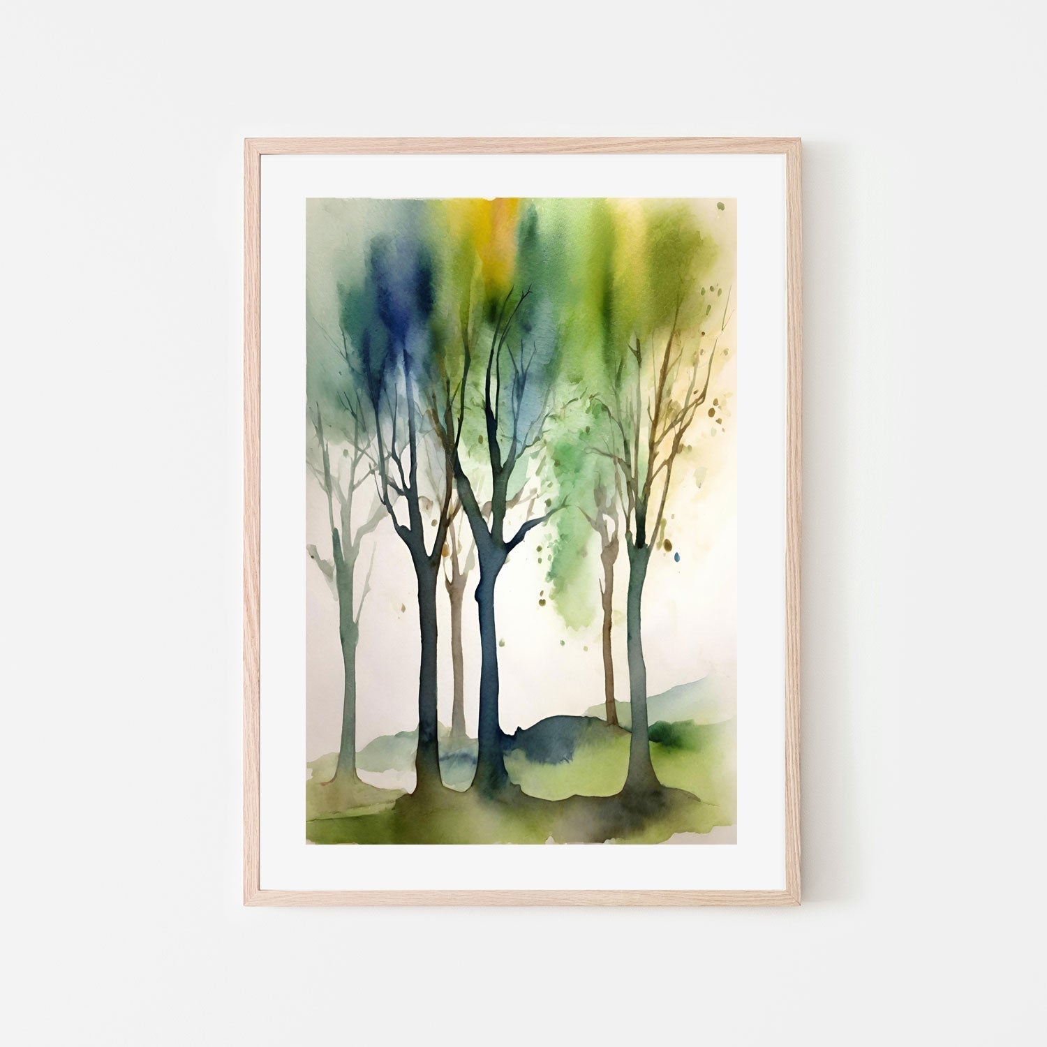 wall-art-print-canvas-poster-framed-Watercolour Trees, Style A , By Sally Ann Moss-6