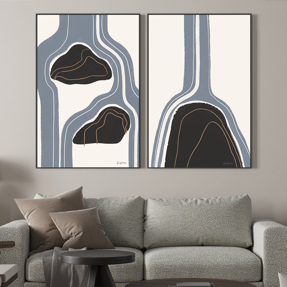 wall-art-print-canvas-poster-framed-Waterfall Abstract, Style A & B, Set Of 2 , By Becky Thorns-2