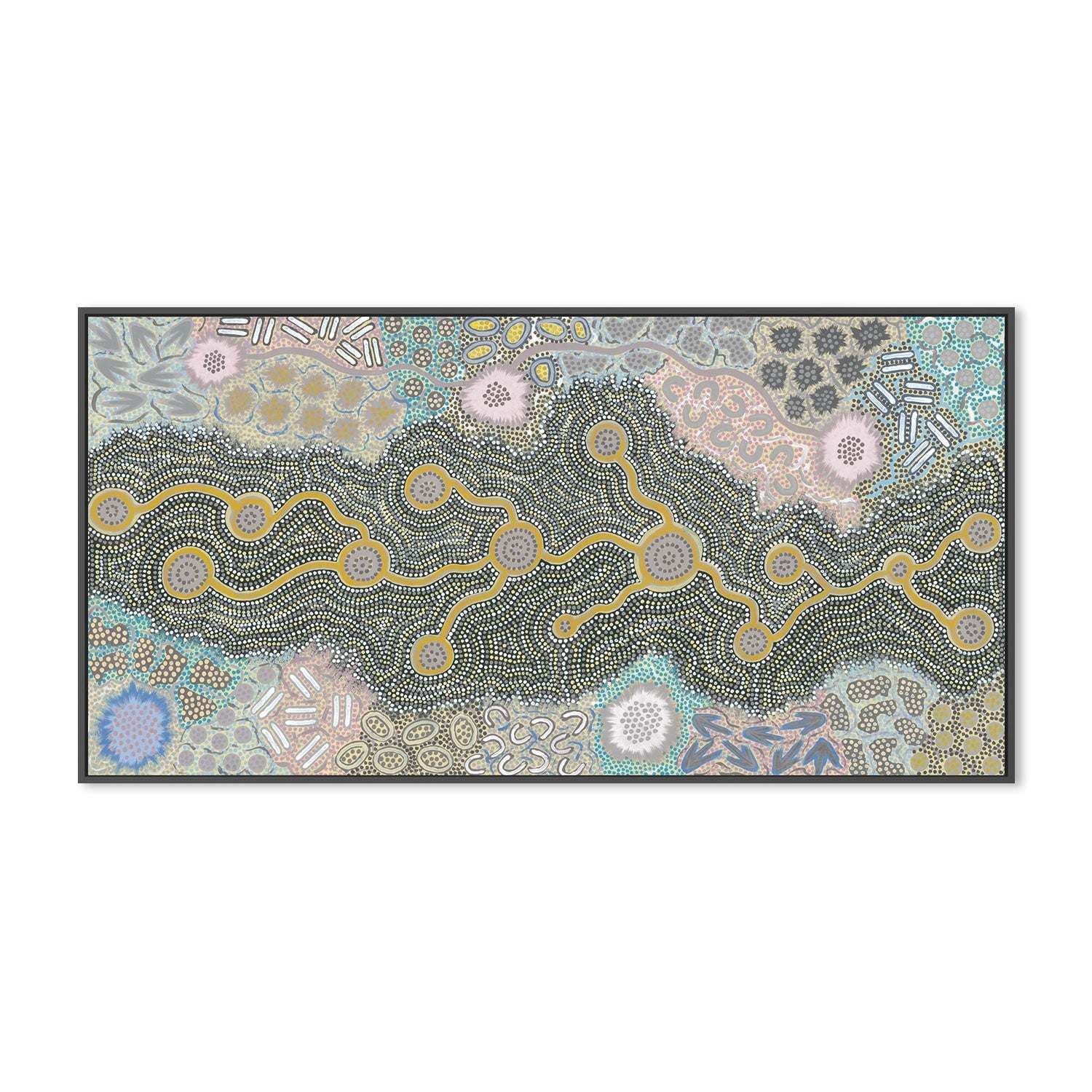 wall-art-print-canvas-poster-framed-Waterhole Dreaming, Pastel Colour , By Azeza Possum-3