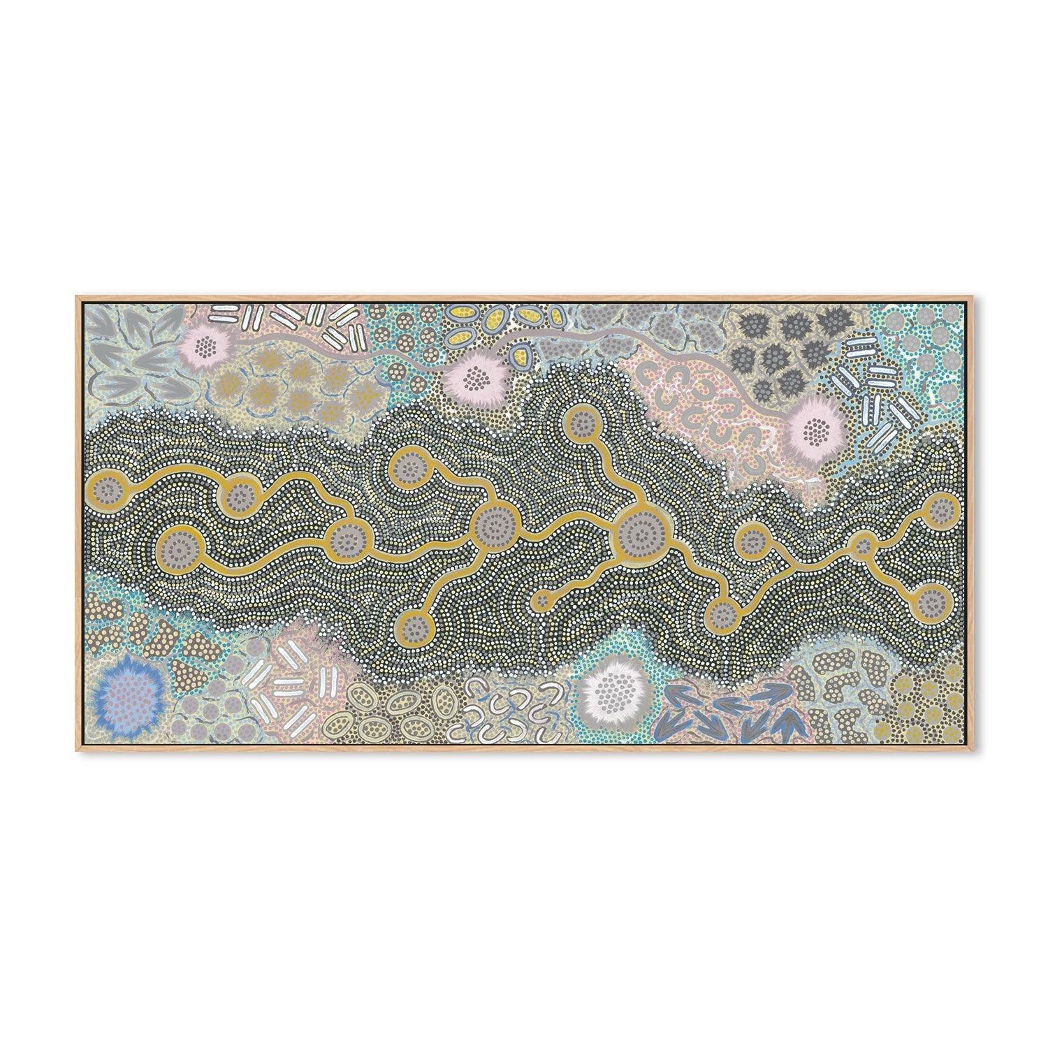 wall-art-print-canvas-poster-framed-Waterhole Dreaming, Pastel Colour , By Azeza Possum-4