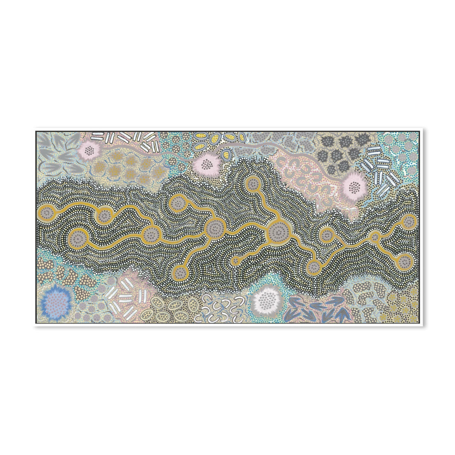 wall-art-print-canvas-poster-framed-Waterhole Dreaming, Pastel Colour , By Azeza Possum-5