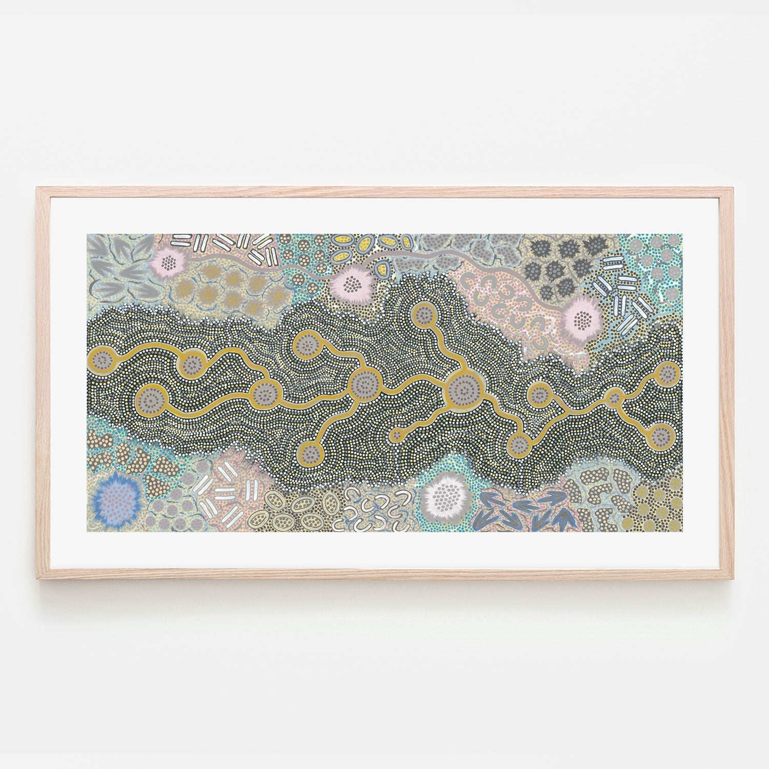 wall-art-print-canvas-poster-framed-Waterhole Dreaming, Pastel Colour , By Azeza Possum-6