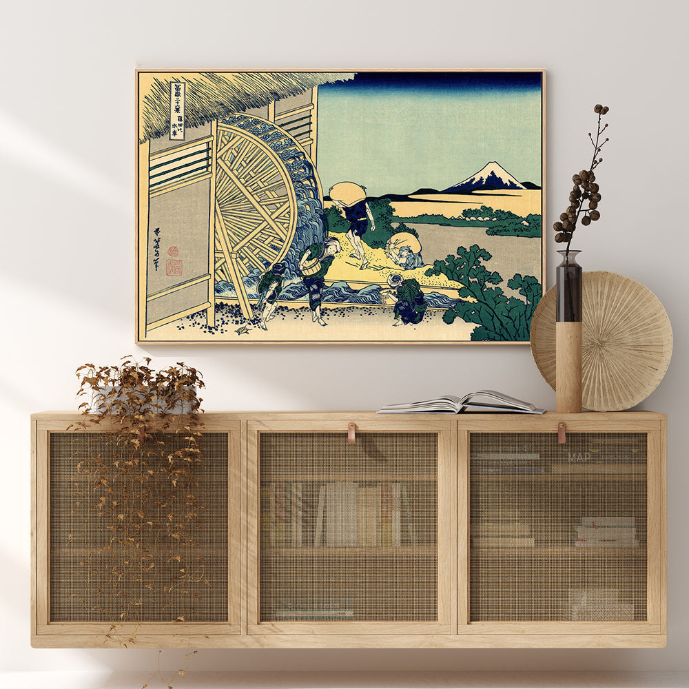 wall-art-print-canvas-poster-framed-Watermill at Onden-by-Katsushika Hokusai-Gioia Wall Art