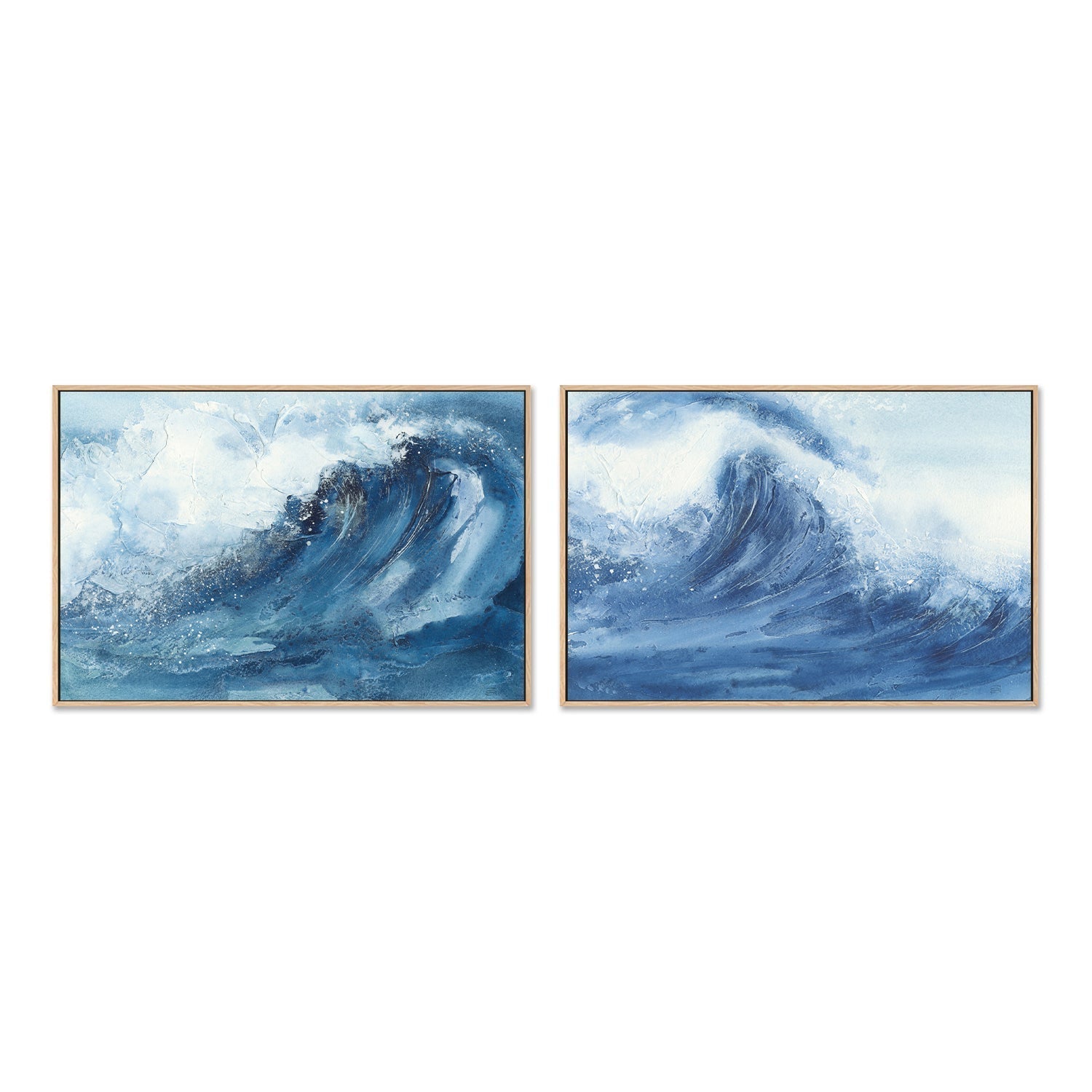 wall-art-print-canvas-poster-framed-Waves, Style A & D, Set of 2-by-Chris Paschke-Gioia Wall Art