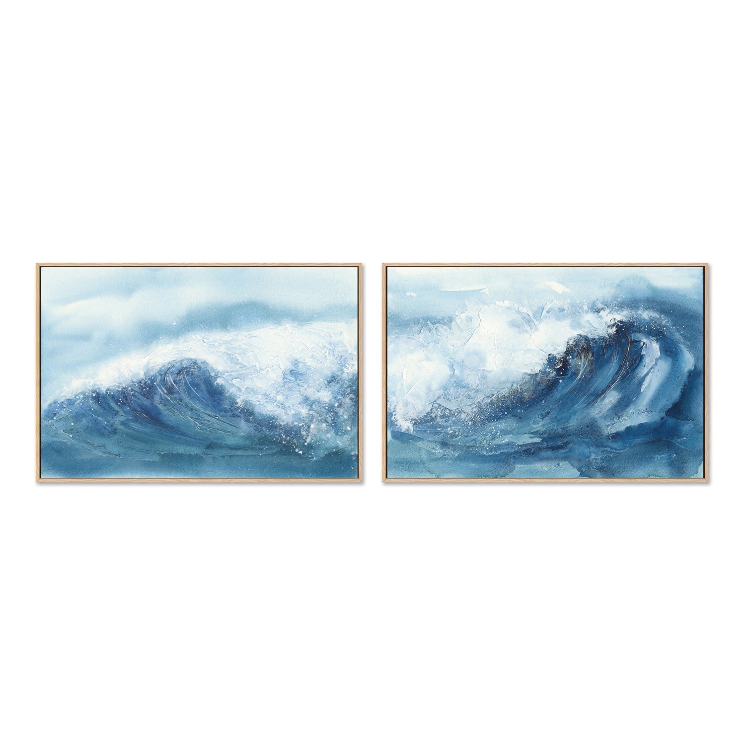 wall-art-print-canvas-poster-framed-Waves, Style B & C, Set of 2-by-Chris Paschke-Gioia Wall Art