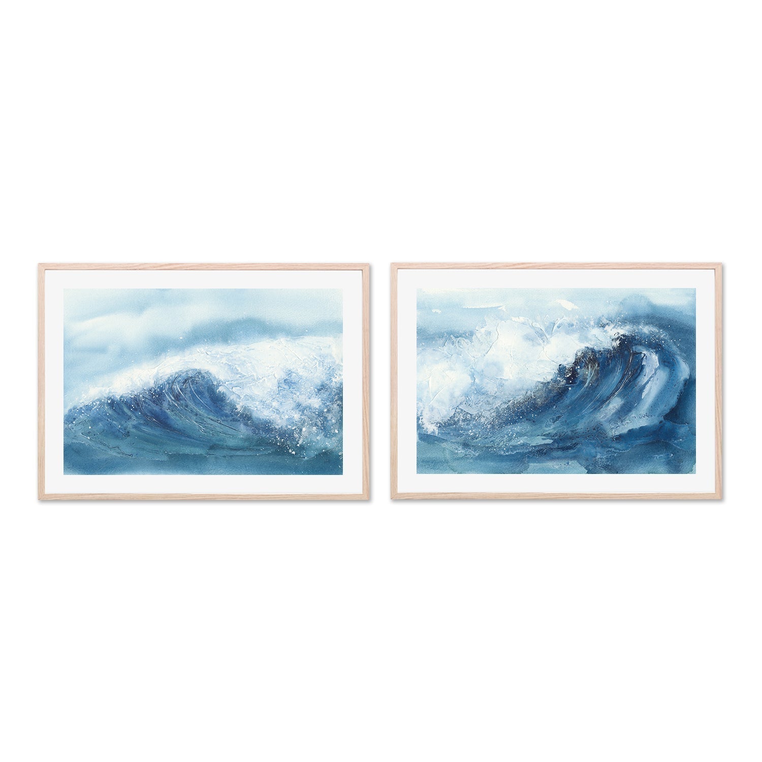 wall-art-print-canvas-poster-framed-Waves, Style B & C, Set of 2-by-Chris Paschke-Gioia Wall Art