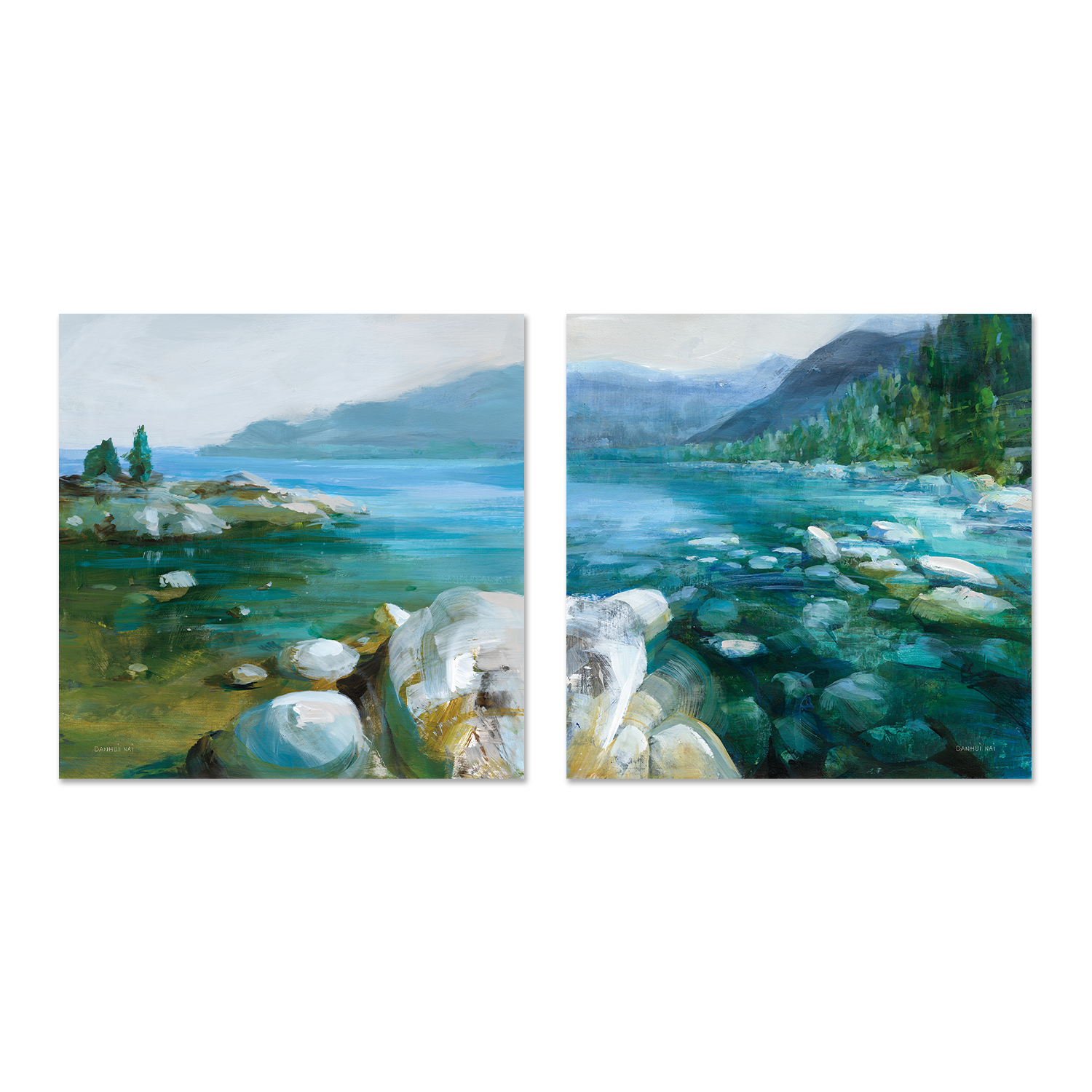 wall-art-print-canvas-poster-framed-Western Lake, Style A & B, Set Of 2 , By Danhui Nai-1