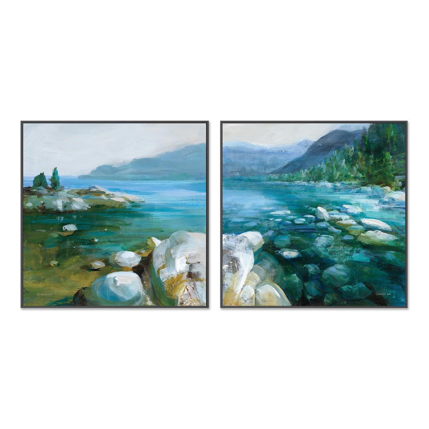 wall-art-print-canvas-poster-framed-Western Lake, Style A & B, Set Of 2 , By Danhui Nai-3