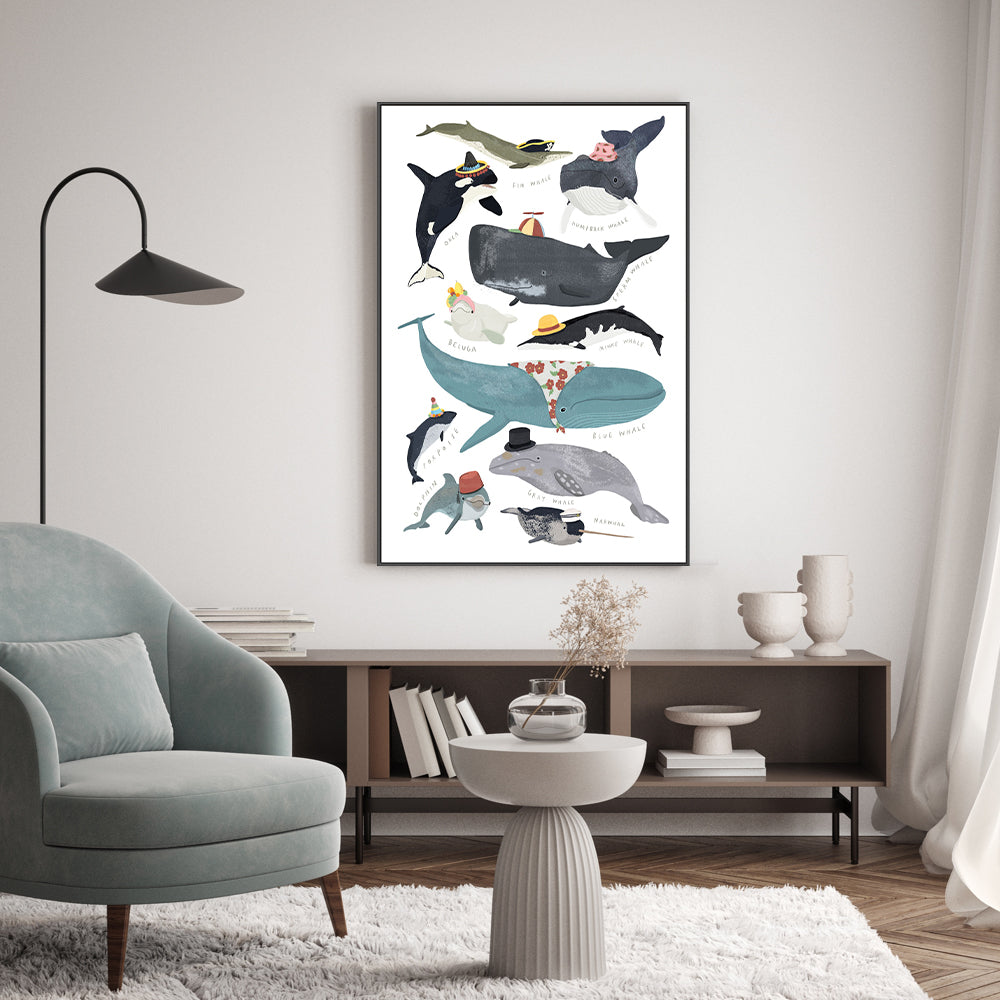 wall-art-print-canvas-poster-framed-Whales In Hats, By Hanna Melin-GIOIA-WALL-ART