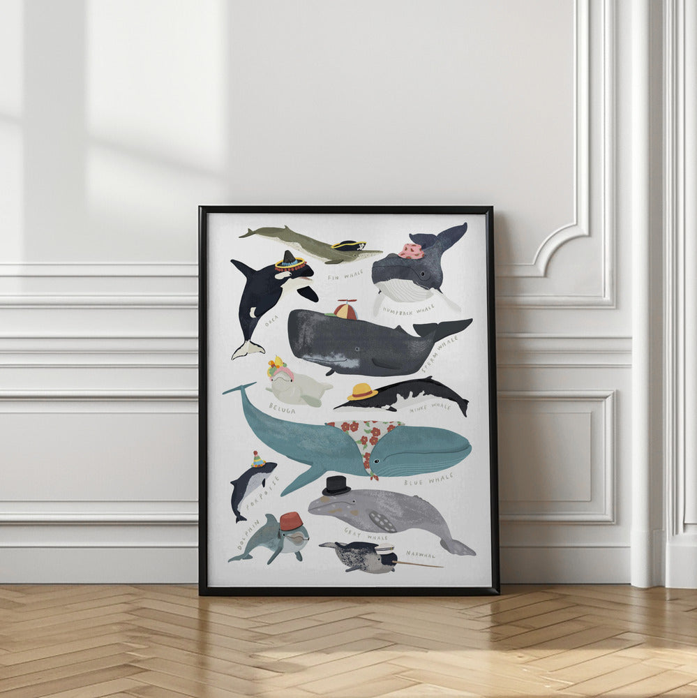 wall-art-print-canvas-poster-framed-Whales In Hats , By Hanna Melin-2