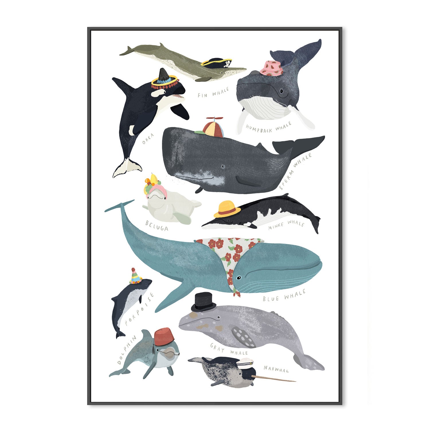 wall-art-print-canvas-poster-framed-Whales In Hats, By Hanna Melin-GIOIA-WALL-ART