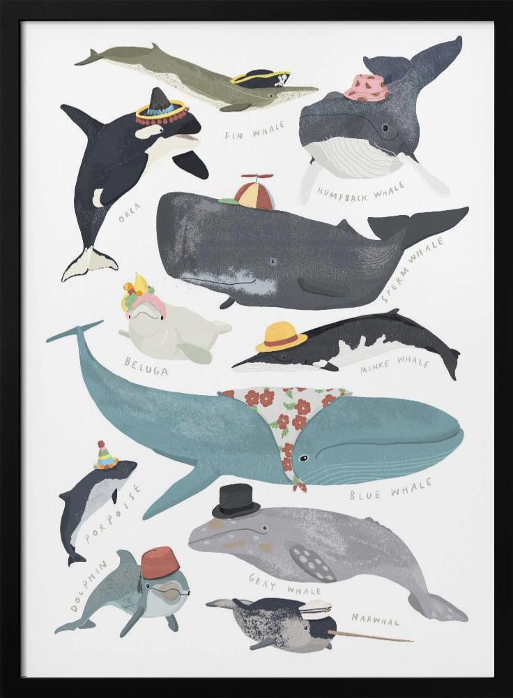 wall-art-print-canvas-poster-framed-Whales In Hats , By Hanna Melin-3