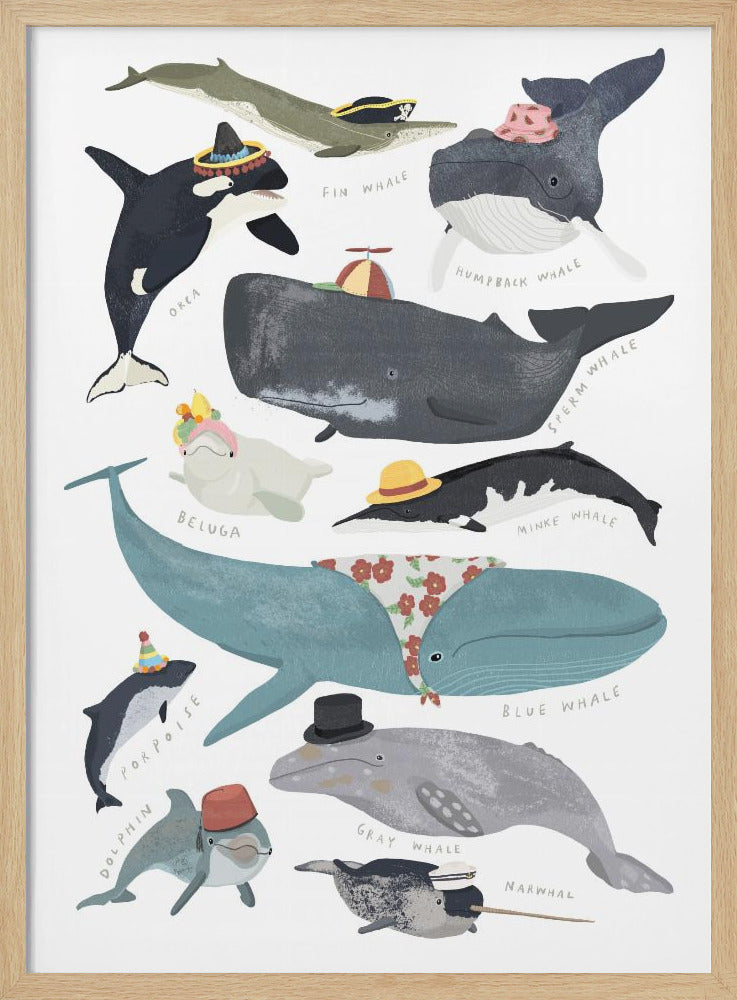 wall-art-print-canvas-poster-framed-Whales In Hats , By Hanna Melin-4