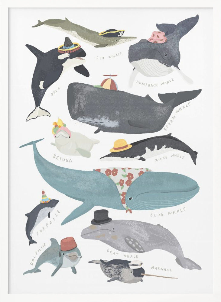 wall-art-print-canvas-poster-framed-Whales In Hats , By Hanna Melin-5