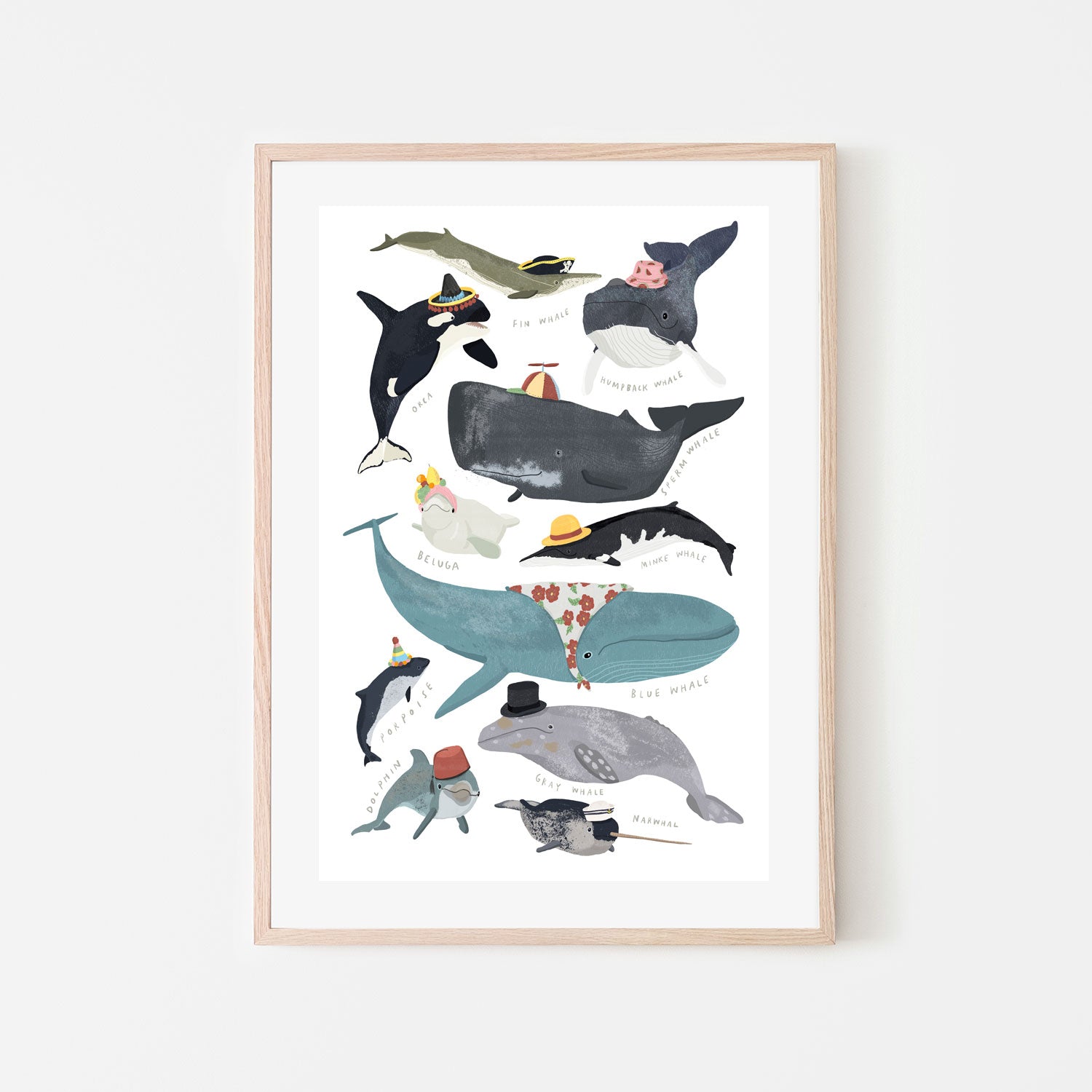 wall-art-print-canvas-poster-framed-Whales In Hats, By Hanna Melin-GIOIA-WALL-ART