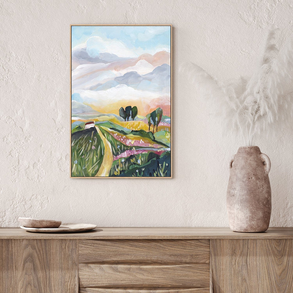 wall-art-print-canvas-poster-framed-Where I Live Over The Hill-by-Lia Nell-Gioia Wall Art