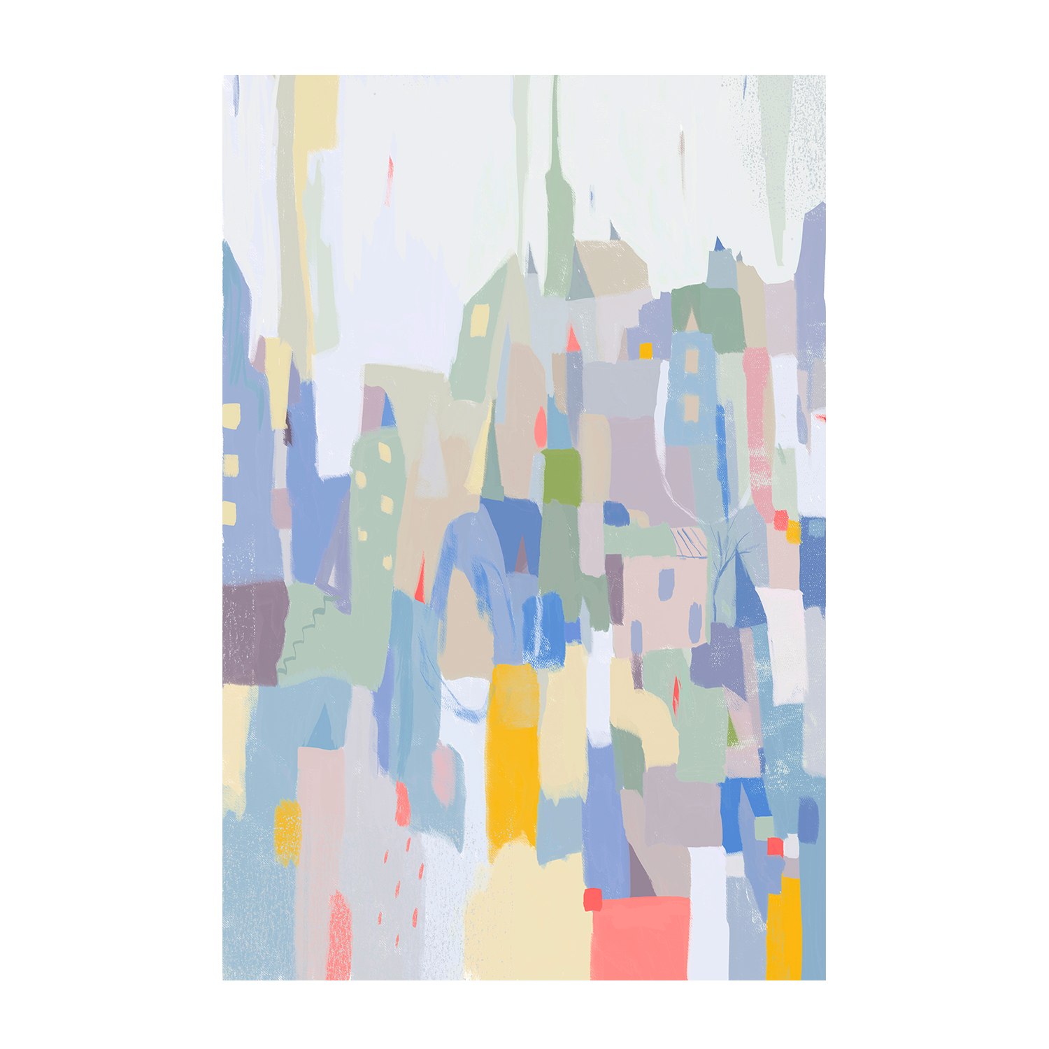 wall-art-print-canvas-poster-framed-Whimsical Cityscape, Style B , By Nikita Jariwala-GIOIA-WALL-ART