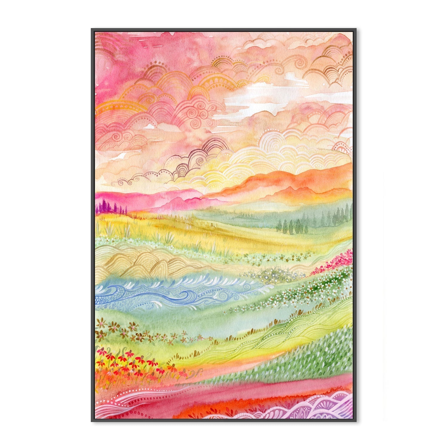 wall-art-print-canvas-poster-framed-Whimsical Field , By Jessie Mitchelson-GIOIA-WALL-ART