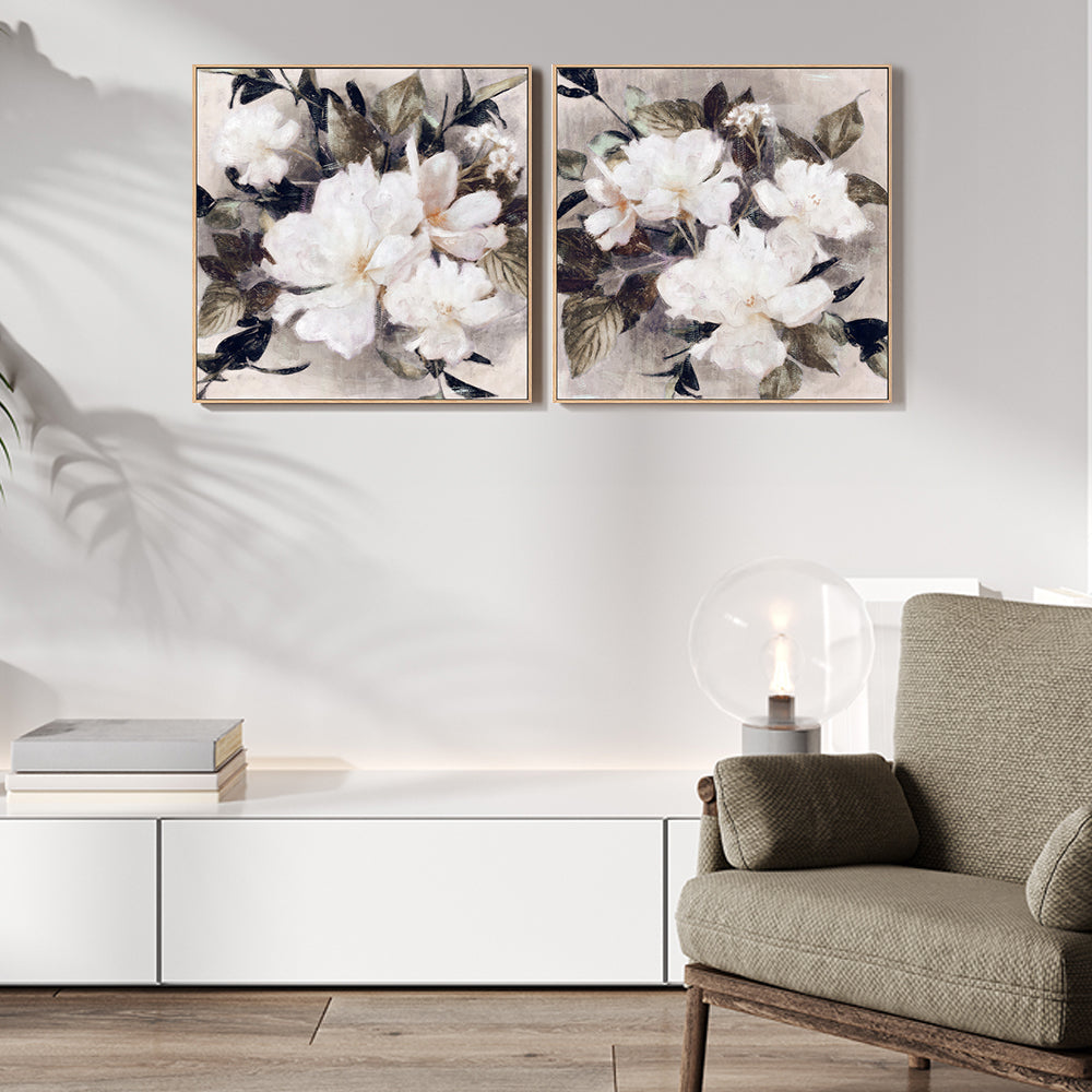 wall-art-print-canvas-poster-framed-Whisper Blooms, Style A & B, Set of 2 , By Nina Blue-2