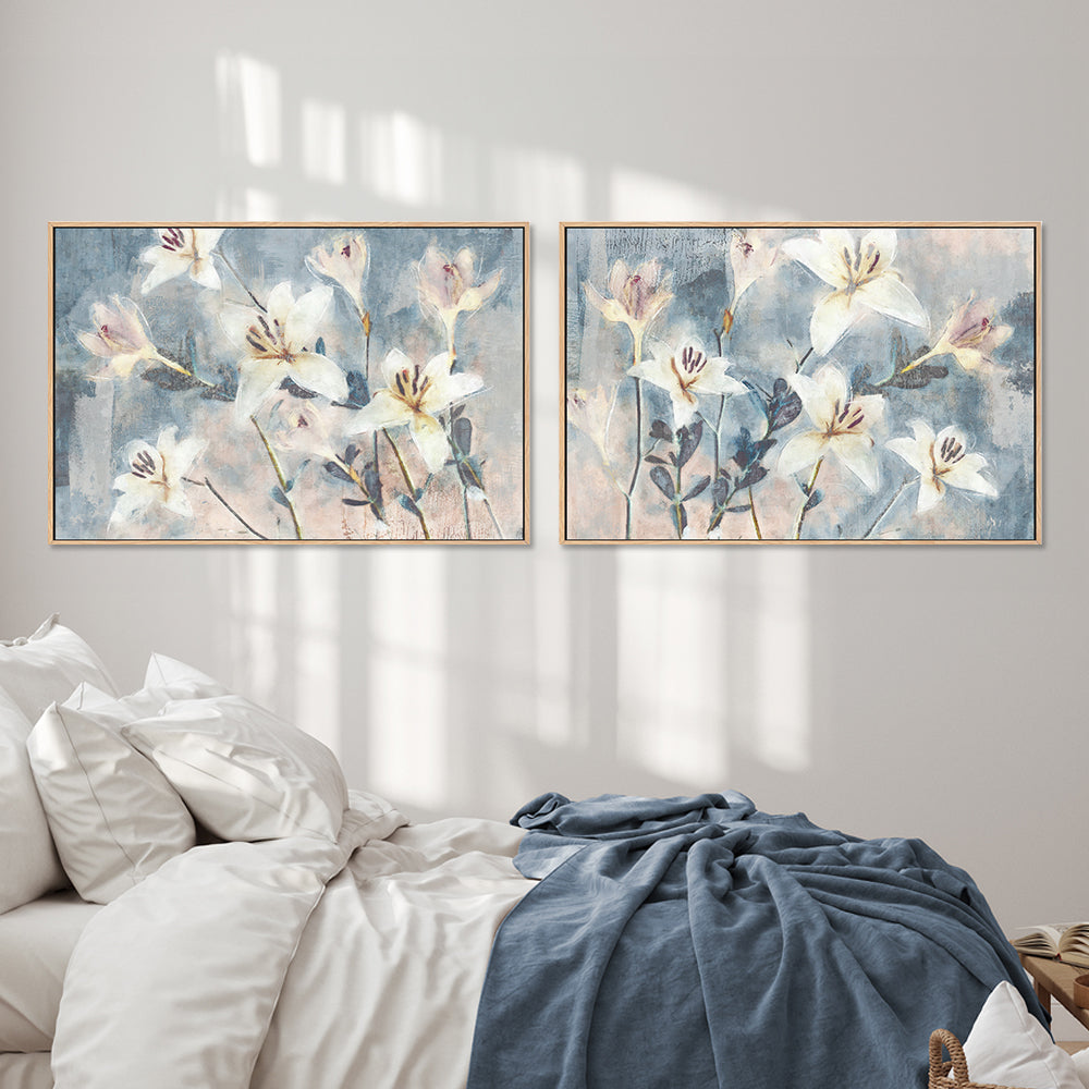 wall-art-print-canvas-poster-framed-Whisper Blooms, Style A & B, Set of 2 , By Nina Blue-2