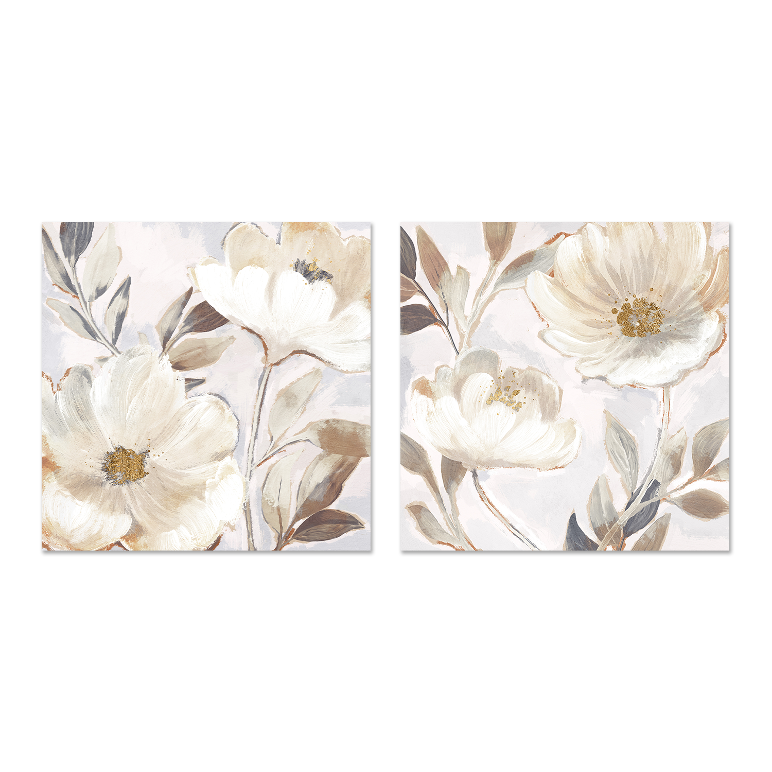 wall-art-print-canvas-poster-framed-Whisper White Florals, Style A & B, Set of 2 , By Nina Blue-1