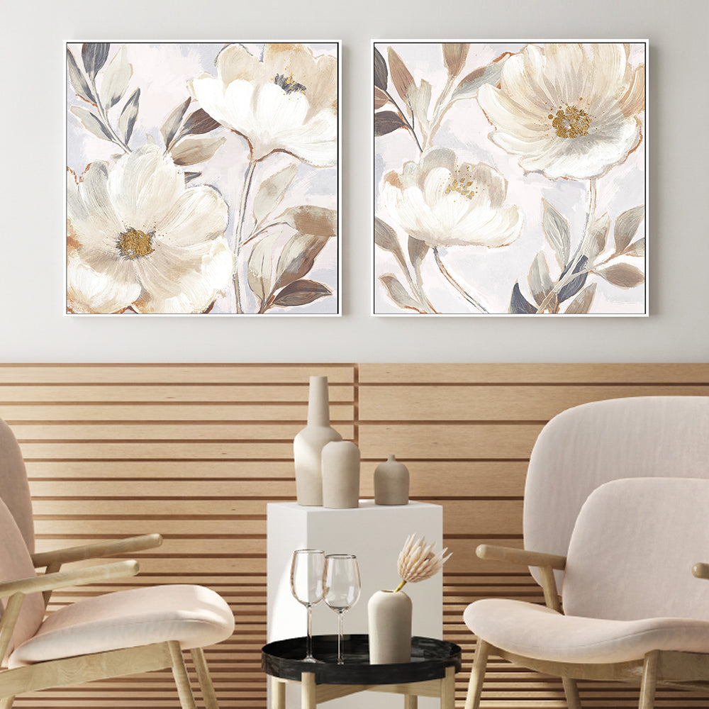 wall-art-print-canvas-poster-framed-Whisper White Florals, Style A & B, Set of 2 , By Nina Blue-2