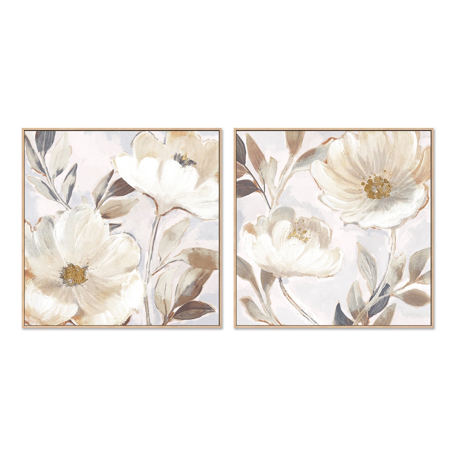 wall-art-print-canvas-poster-framed-Whisper White Florals, Style A & B, Set of 2 , By Nina Blue-4