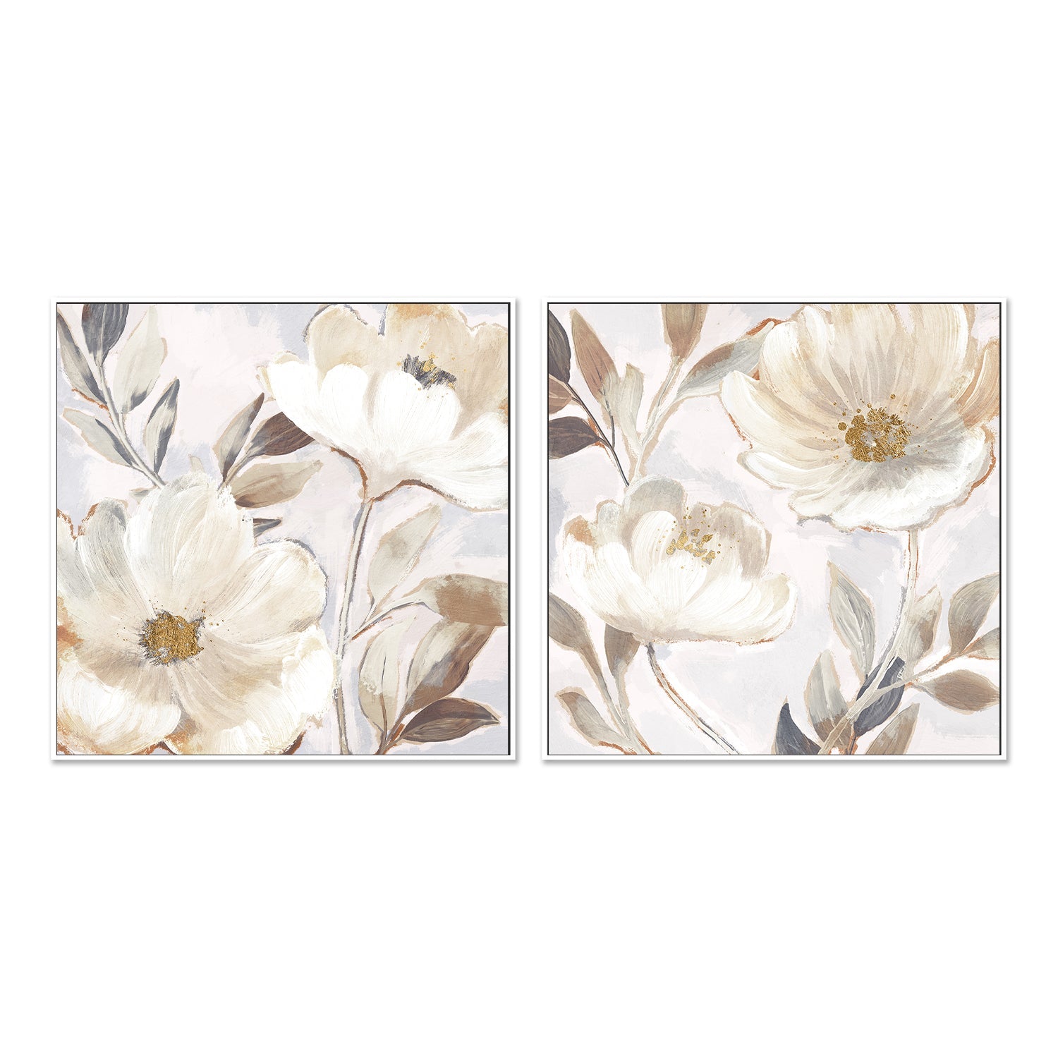 wall-art-print-canvas-poster-framed-Whisper White Florals, Style A & B, Set of 2 , By Nina Blue-5