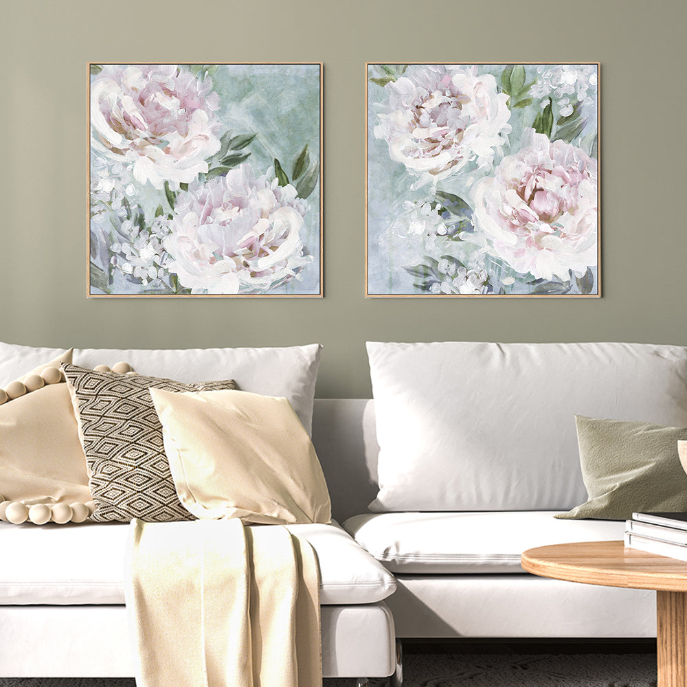 wall-art-print-canvas-poster-framed-Whispering Peonies, Style A & B, Set Of 2 , By Nina Blue-2