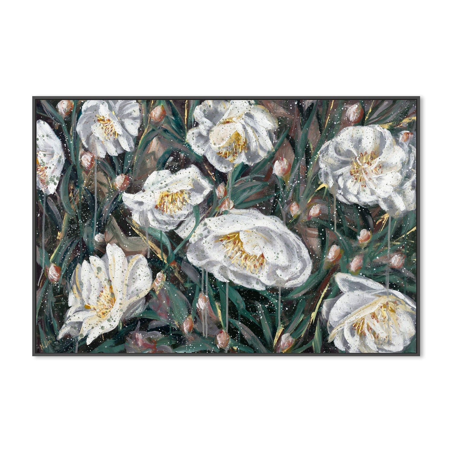 wall-art-print-canvas-poster-framed-White Camellia , By Hsin Lin-GIOIA-WALL-ART