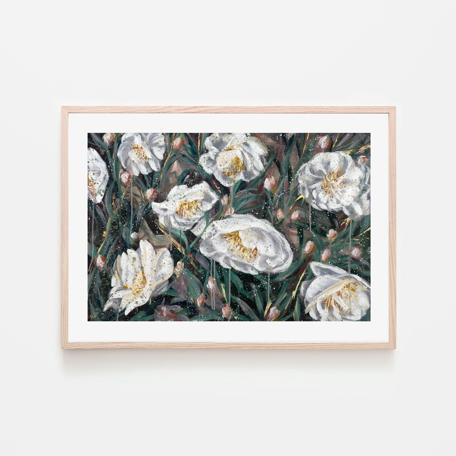 wall-art-print-canvas-poster-framed-White Camellia , By Hsin Lin-GIOIA-WALL-ART