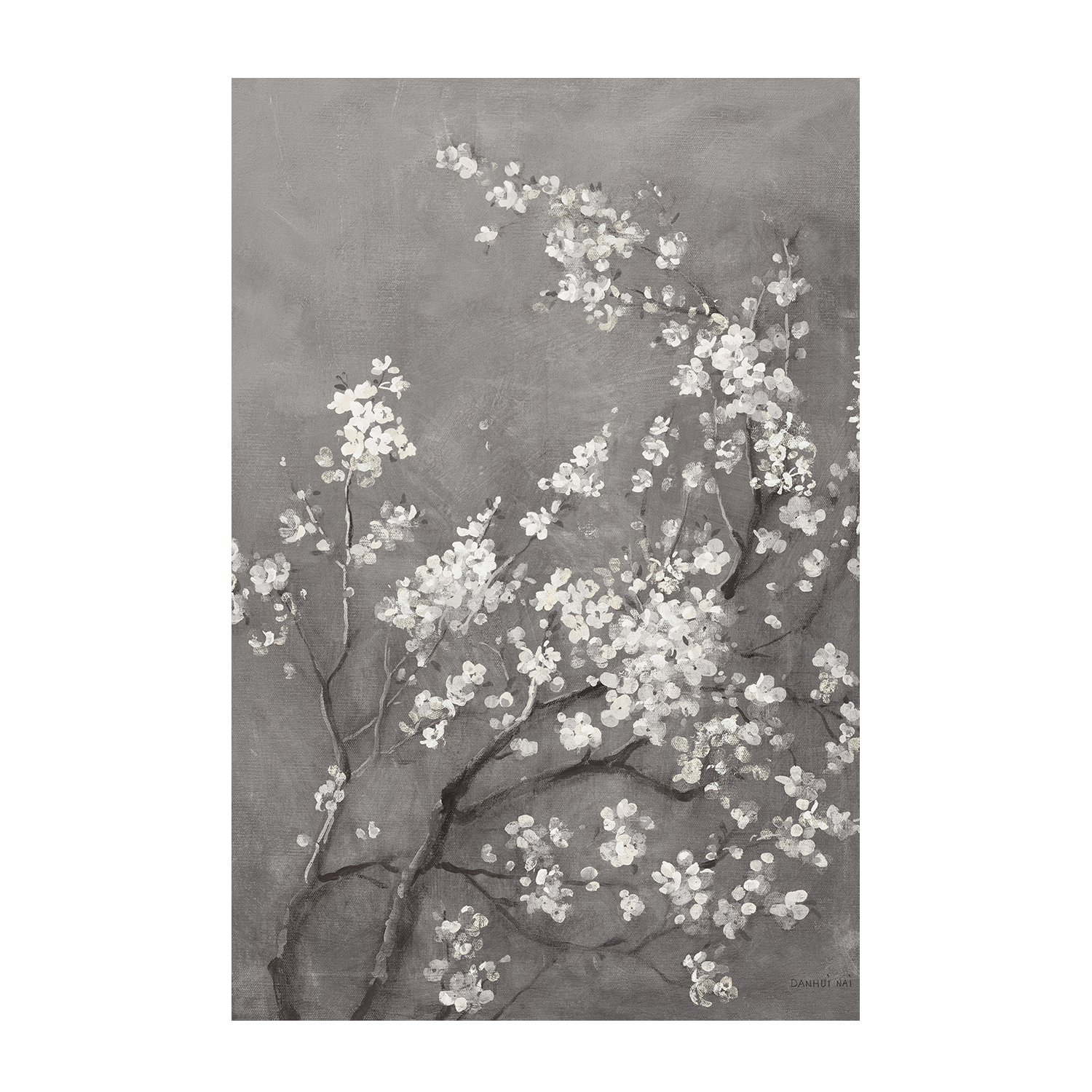 wall-art-print-canvas-poster-framed-White Cherry Blossoms on Grey, Style A & B, Set Of 2 , By Danhui Nai-8