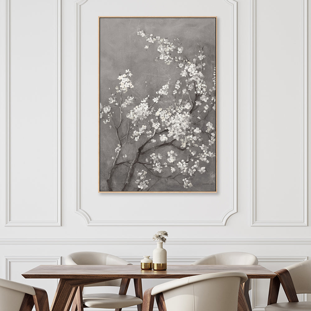 wall-art-print-canvas-poster-framed-White Cherry Blossoms on Grey, Style A , By Danhui Nai-2