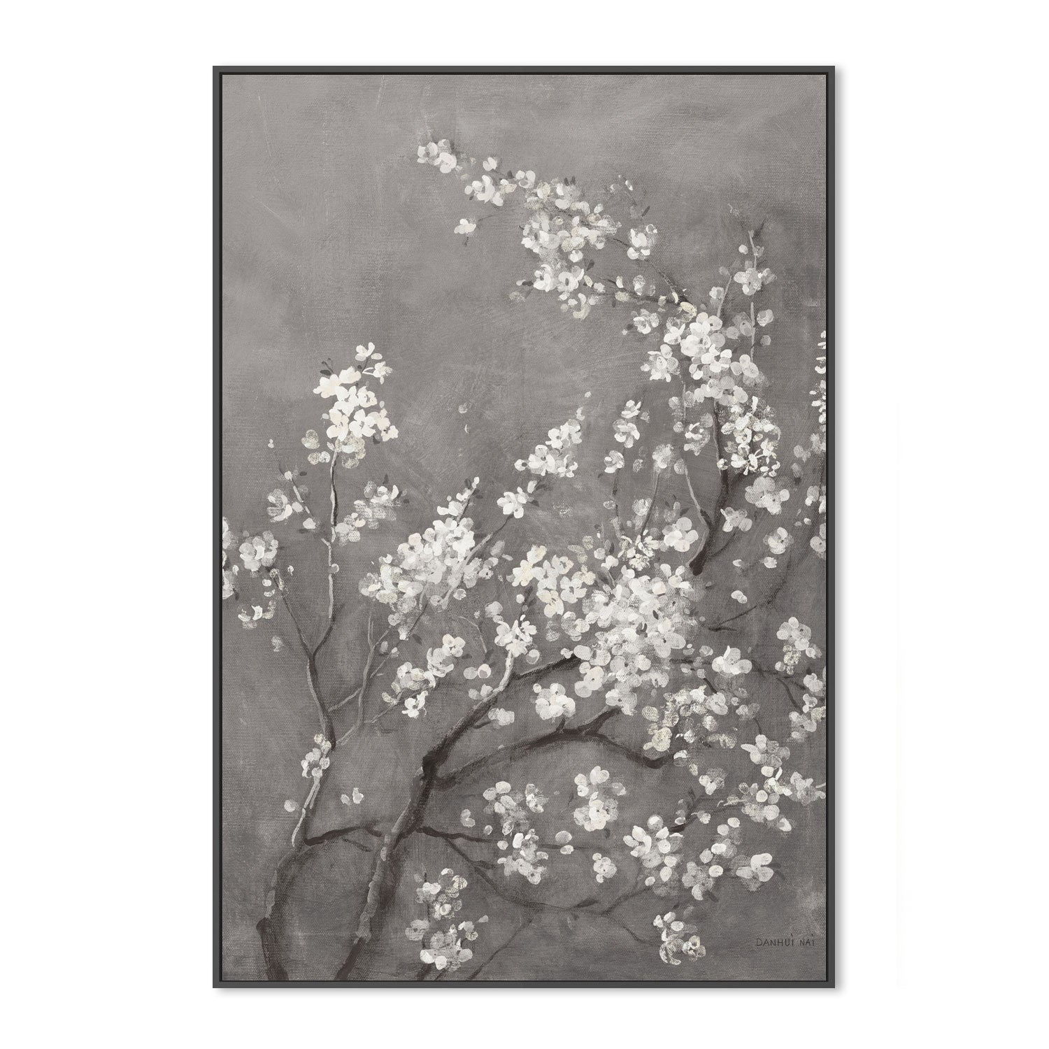 wall-art-print-canvas-poster-framed-White Cherry Blossoms on Grey, Style A , By Danhui Nai-3