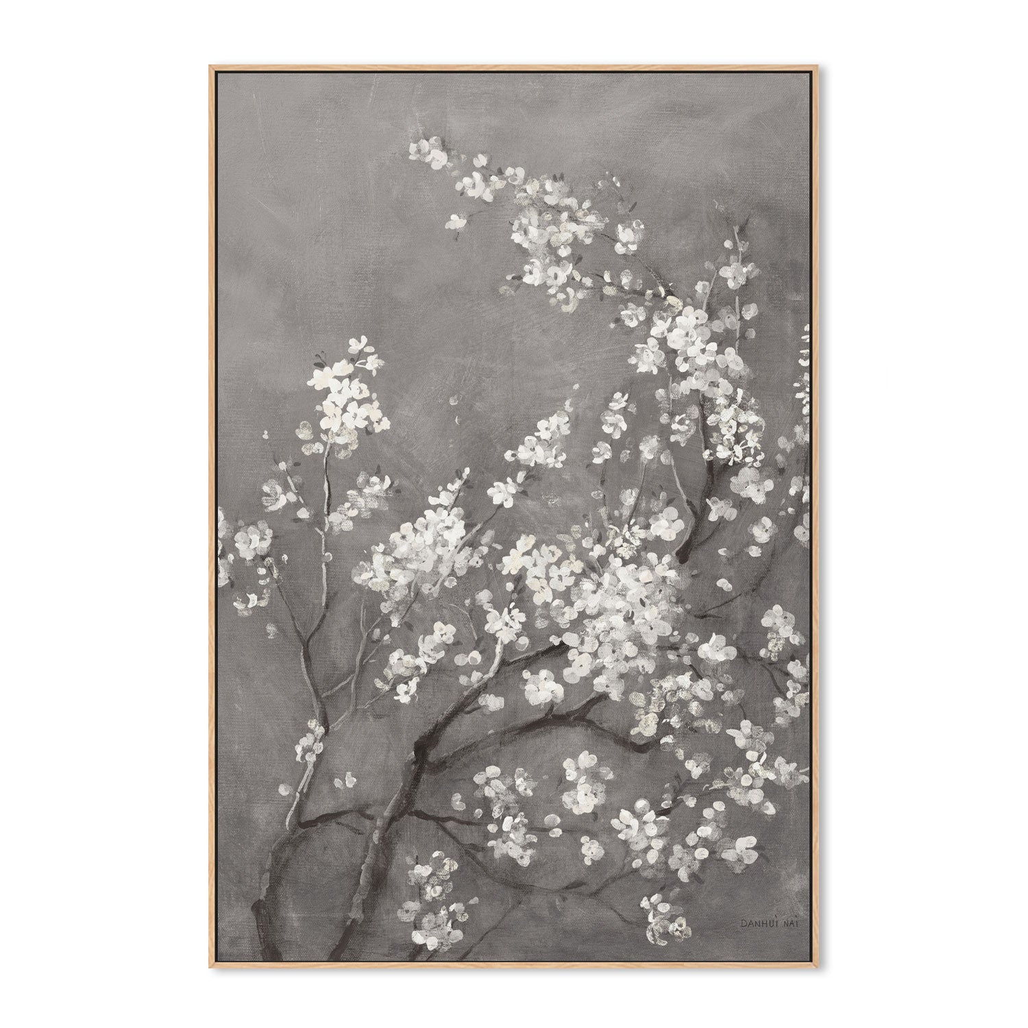 wall-art-print-canvas-poster-framed-White Cherry Blossoms on Grey, Style A , By Danhui Nai-4