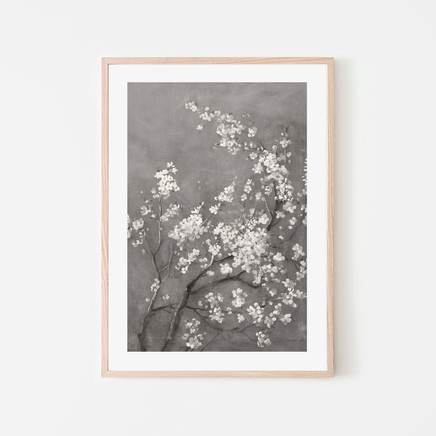 wall-art-print-canvas-poster-framed-White Cherry Blossoms on Grey, Style A , By Danhui Nai-6